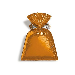 Saco para Presente Metalizado - Laranja - Cromus - Rizzo