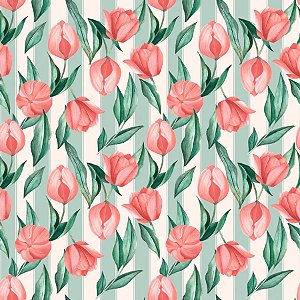 Saco Para Presente Decorado - Tulips - Cromus - Rizzo