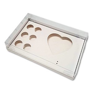 Caixa Meio Ovo Coração com 6 Docinhos 250g - Branco - 5 unidades - Assk - Rizzo