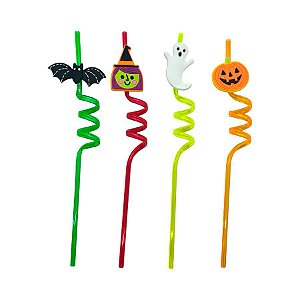 Kit Canudos de Halloween "Canudos em Espiral de Halloween" - 26cm - 1 unidade - Rizzo