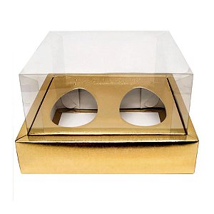 Caixa Ovo de Colher Duplo - Meio Ovo de 50g a 80g - 10,5x12x7cm - Ouro - 5 unidades - Assk - Rizzo