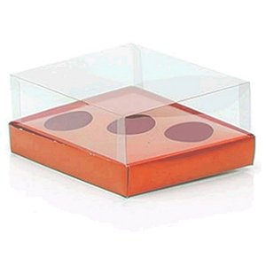 Caixa Ovo de Colher Triplo - Meio Ovo de 50g a 80g - Metalizada Rosê Gold - 20,5 x 17 x 8,5 cm - 5 un - Assk Rizzo