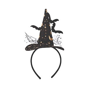 Tiara Bruxa Amaáia de Halloween - Preto - 27cm - 1 unidade - Cromus - Rizzo