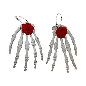Brinco de Halloween Mão com Flor - 12cm - 2 unidades - Rizzo