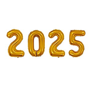 Balão de Festa Microfoil 32" 75cm - Kit "2025" Dourado - 1 unidade - Rizzo