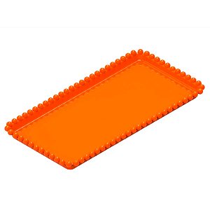 Bandeja Esfera Acrílica Durável Retangular - Laranja - 25x13cm - 1 unidade - Rizzo - Rizzo