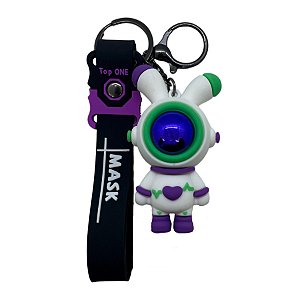 Chaveiro Coelho Astronauta - Roxo e Verde - 7,5cm - 1 unidade - Rizzo
