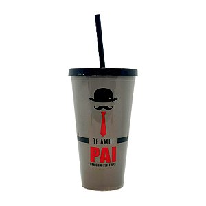 Copo com Tampa e Canudo - Te Amo Pai - 600ml - 1 unidade - Rizzo