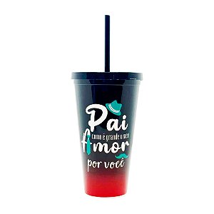 Copo com Tampa e Canudo - Pai Como é Grande Meu Amor Por Você - 600ml - 1 unidade - Rizzo