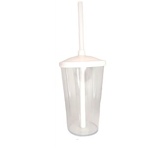 Copo de Acrílico Durável com Tampa e Canudo 300ml - Branco - 1 unidade - Rizzo