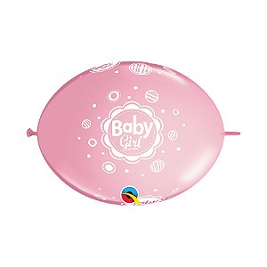 Balão de Festa Látex Liso Q-Link - Baby Girl! Rosa - 12" 30cm - 50 unidades - Qualatex Outlet - Rizzo