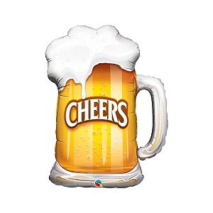 Balão de Festa Microfoil 37" 89cm - CHERRS! Caneca de Cerveja - 1 unidade - Qualatex Outlet - Rizzo