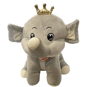 Elefante de Pelúcia - Olhos Grandes - Cinza - 36cm - 1 unidade - Rizzo