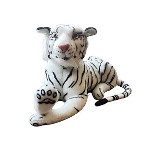 Tigre Branco De Pelúcia - 44x22cm - 1 unidade - Rizzo - Rizzo