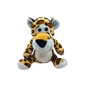 Leopardo De Pelúcia Amarelo, Marrom e Preto - 19cm - 1 unidade - Rizzo