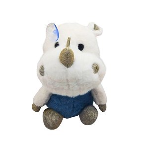 Rinoceronte De Pelúcia Branco e Azul - 19cm - 1 unidade - Rizzo