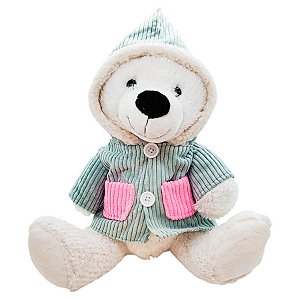 Urso de Pelúcia com Roupão Verde - 30cm - 1 unidade - Rizzo
