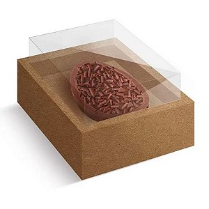 Caixa Ovo de Colher com Moldura Páscoa Kraft - 10 unidades - Cromus Profissional - Rizzo Embalagens