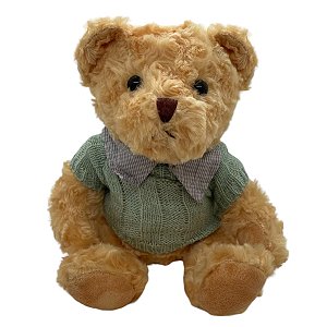 Urso de Pelúcia com Blusa de Lã - Verde - 23cm - 1 unidade - Rizzo