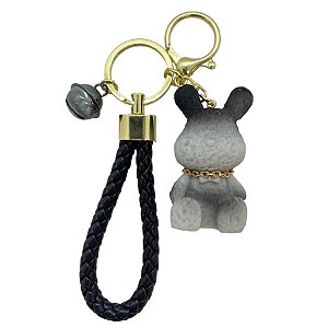 Chaveiro Coelho com Sino - Preto e Cinza - 5cm - 1 unidade - Rizzo