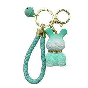 Chaveiro Coelho com Sino - Verde Água - 5cm - 1 unidade - Rizzo