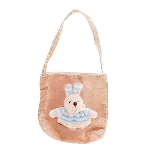 Bolsinha de Páscoa com Mini Coelho de Pelúcia - 12x22cm  - 1 unidade - Cromus - Rizzo