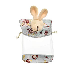 Saquinho Decorativo Coelho Floral - Azul - 14cm - 1 unidade - Cromus - Rizzo