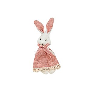 Coelho Decorativo Vestido Rosa - 15cm - 1 unidade - Cromus - Rizzo