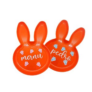 Bandeja Coelho Personalizada com Nome - Laranja - 1 unidade - Rizzo