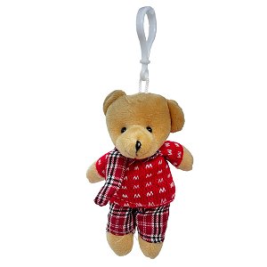 Chaveiro Urso de Pelúcia - Roupa Vermelha - 12cm - 1 unidade - Rizzo