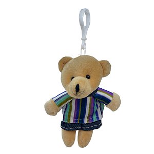 Chaveiro Urso de Pelúcia - Vestido Listrado  - 14cm - 1 unidade - Rizzo