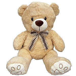 Urso de Pelúcia com Laço - Bege - 54cm - 1 unidade - Rizzo