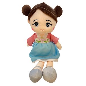 Boneca de Pelúcia com Kimono - Rosa e Azul - 40cm - 1 unidade - Rizzo