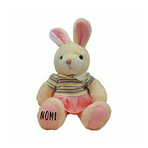Coelha de Pelúcia Camisa Listrada Personalizada - 37cm - 1 unidade - Rizzo