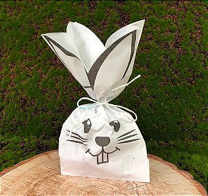 Saquinho de Papel Coelho Branco/Preto 10 un - Decora Doces  Rizzo Confeitaria