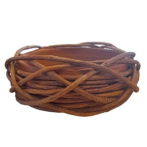 Bacia de Cerâmica com Cipo Rustico Marrom GG - 26x8,5cm - 1 unidade - Rizzo