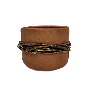 Vaso de Cerâmica com Cipó Marrom G - 16x12cm - 1 unidade - Rizzo