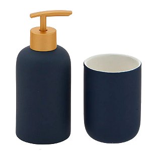 Kit para Banheiro Azul Fosco com 2 peças - 6,5x16,5cm - 1 unidade - Rizzo