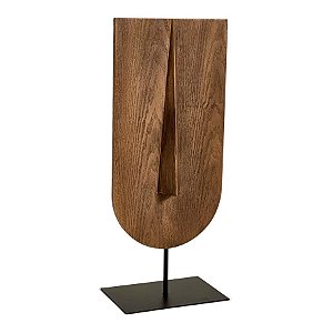 Escultura Face de Poliresina Estilo Madeira - 20x52x14cm - 1 unidade - Rizzo