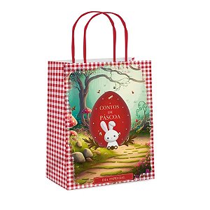 Sacola De Papel De Páscoa - Contos De Páscoa Vermelho - 10 unidades - Cromus - Rizzo