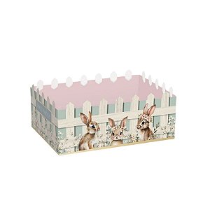 Cesta Cerquinha de Papel Cartão - Coelhinhos - 1 unidade - Cromus - Rizzo