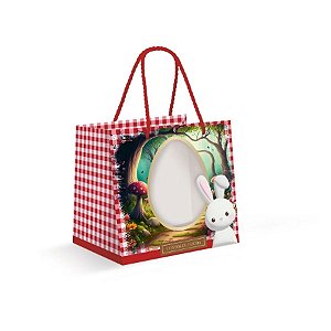 Sacola Premium Para Caixa Meio Ovo Com Visor - Contos De Páscoa - 22x20x14cm - 1 unidade - Cromus - Rizzo