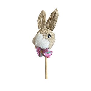 Pick Decorativo Páscoa - Coelho de Gravata Rosa Estampada - 30cm  - 1 unidade - Cromus - Rizzo