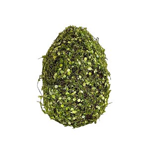 Enfeite Decorativo de Páscoa - Ovo Rústico com Folhas Verdes - 26cm - 1 unidade - Cromus - Rizzo