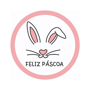 Etiqueta Adesiva - Páscoa Coelho Rosa - 4cm - 60 unidades - Rizzo