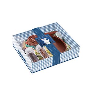 Caixa Kit Confeiteiro Contos De Páscoa Azul - Meio Ovo de 100g - 19,5x17x5cm - 1 unidade - Cromus - Rizzo