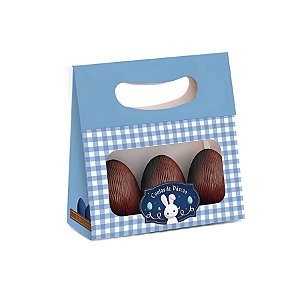 Mini Caixa Plus Para Ovos Com Visor - Contos De Páscoa Azul - 13x5,5x13cm - 10 unidades - Cromus - Rizzo