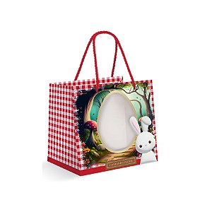 Sacola Premium Para Caixa Meio Ovo Com Visor - Contos De Páscoa - 30x26x14cm - 1 unidade - Cromus - Rizzo