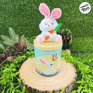 Lata de Metal de Páscoa com Coelho Decorativo - 25cm - 1 unidade - Rizzo
