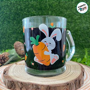 Caneca de Vidro - Coelho com Cenoura - 320ml - 1 unidade - Rizzo